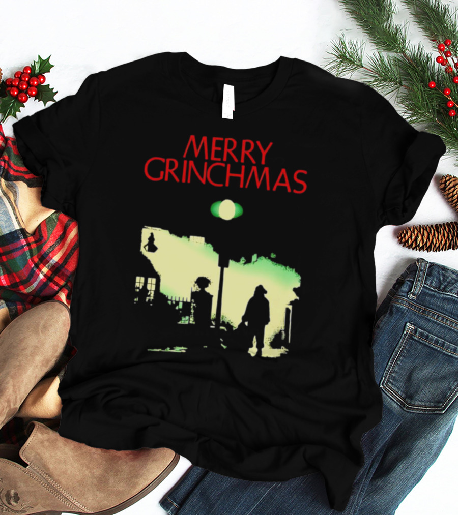 Merry Grinchmas Grinch X The Exorcist Silhouette Scene T-Shirt
