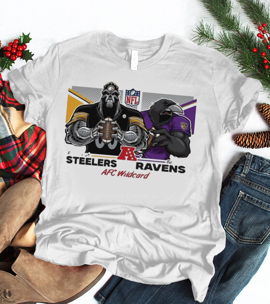 Steelers Ravens NFL AFC Wildcard Matchup Mascots Football Showdown T-Shirt