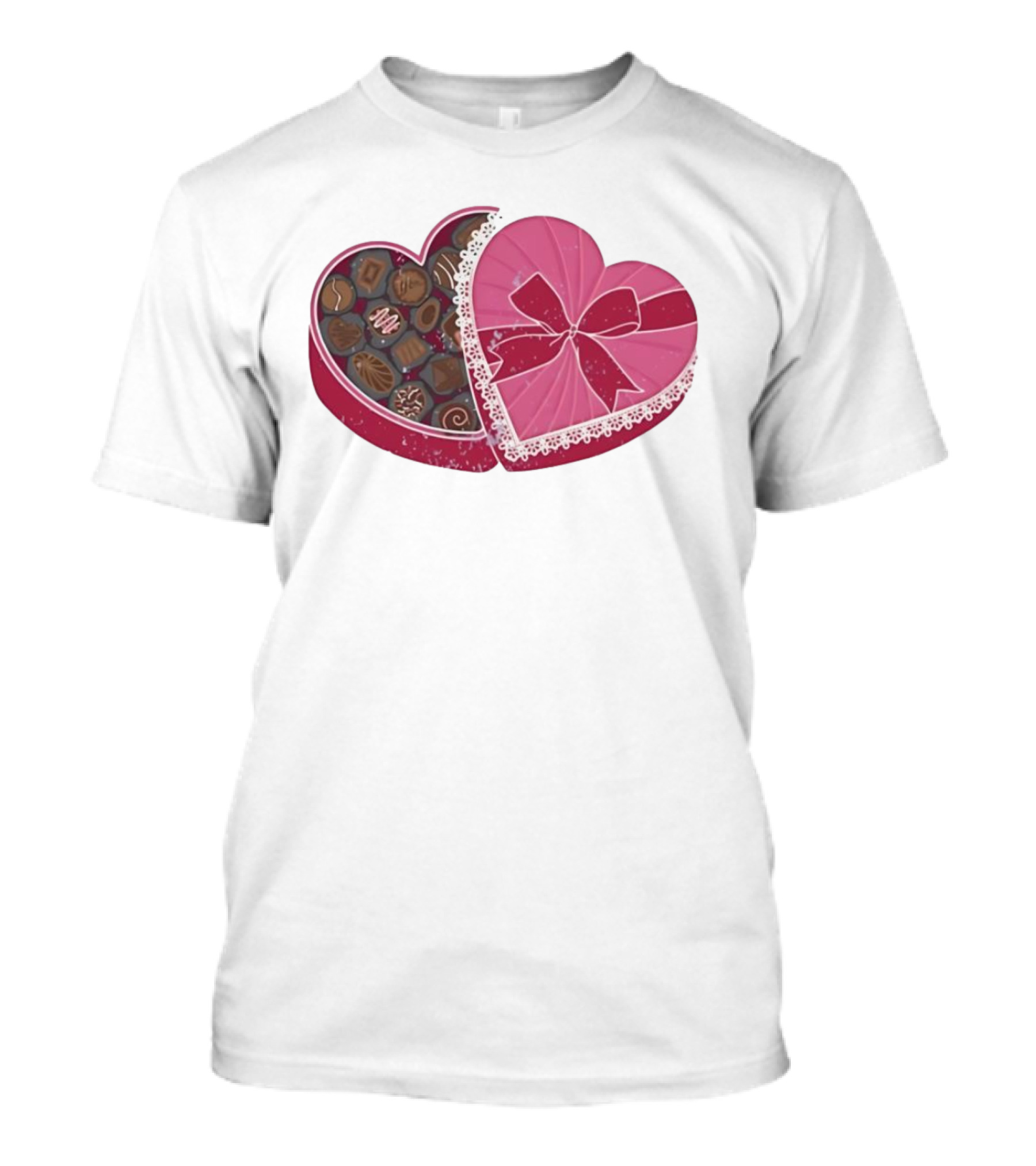 Heart Shaped Box Of Chocolates With Lace And Bow T-Shirt