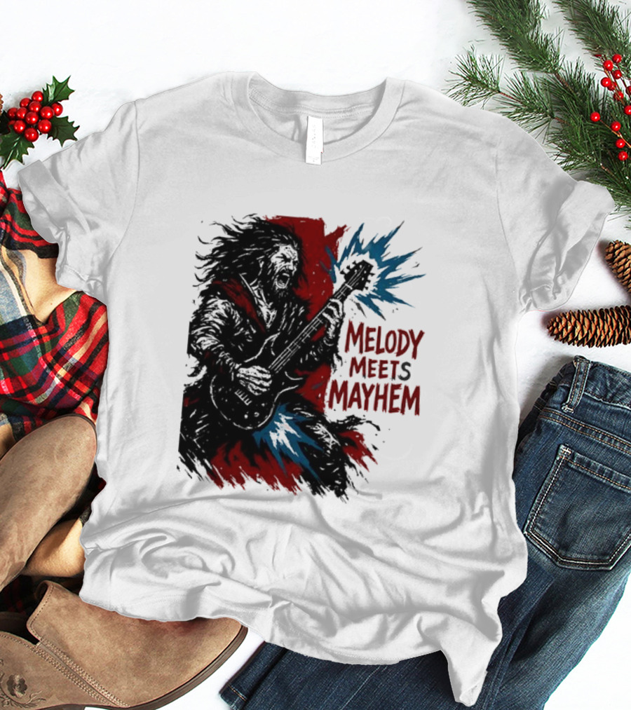 Melody Meets Mayhem Electric Red And Blue Burst T-Shirt