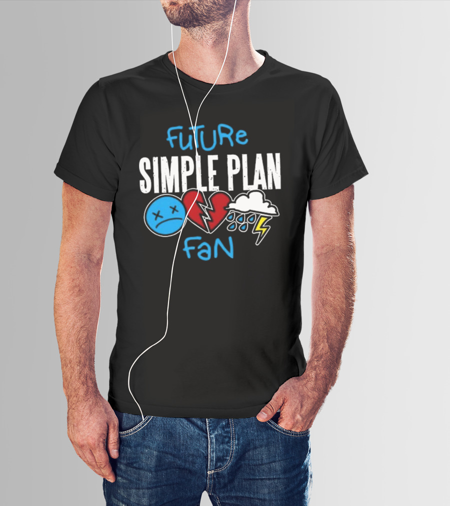 Future Simple Plan Fan With Emojis Of Heart And Lightning Cloud T-Shirt