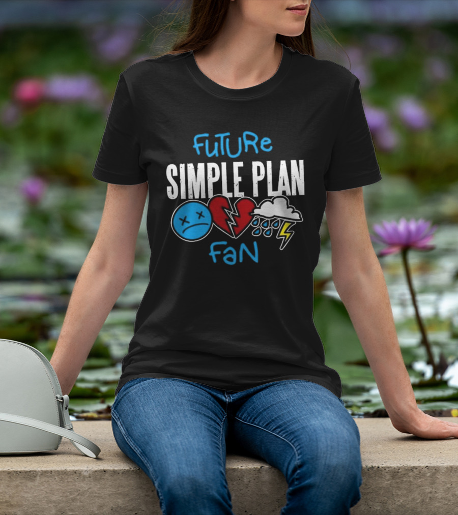 Future Simple Plan Fan With Emojis Of Heart And Lightning Cloud T-Shirt