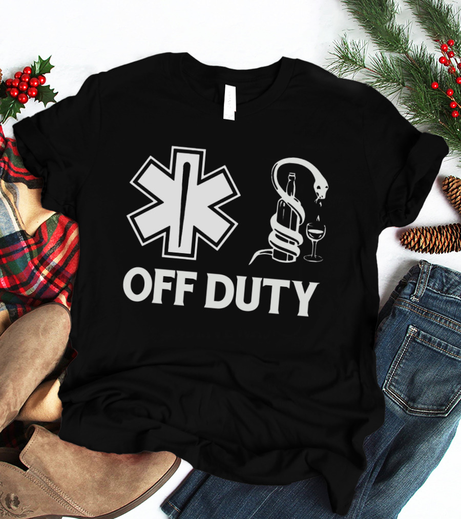 EMT Off Duty Symbol With Wine And Snake T-Shirt