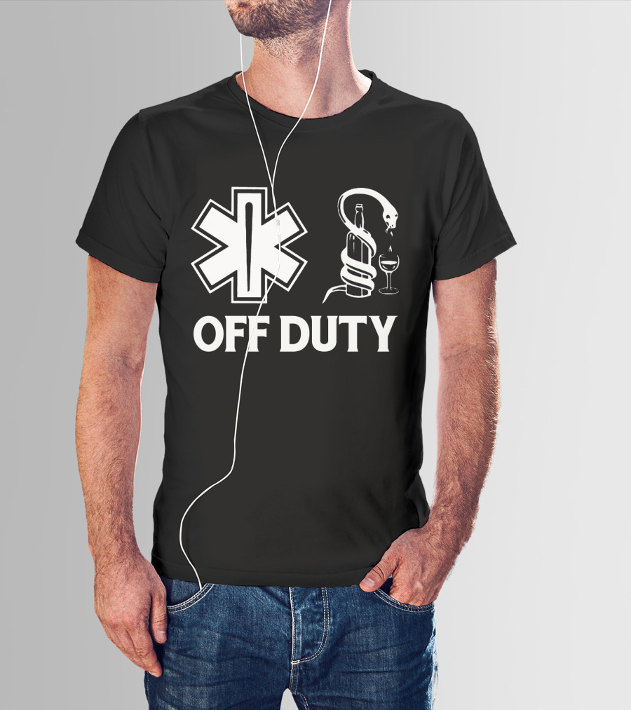 EMT Off Duty Symbol With Wine And Snake T-Shirt