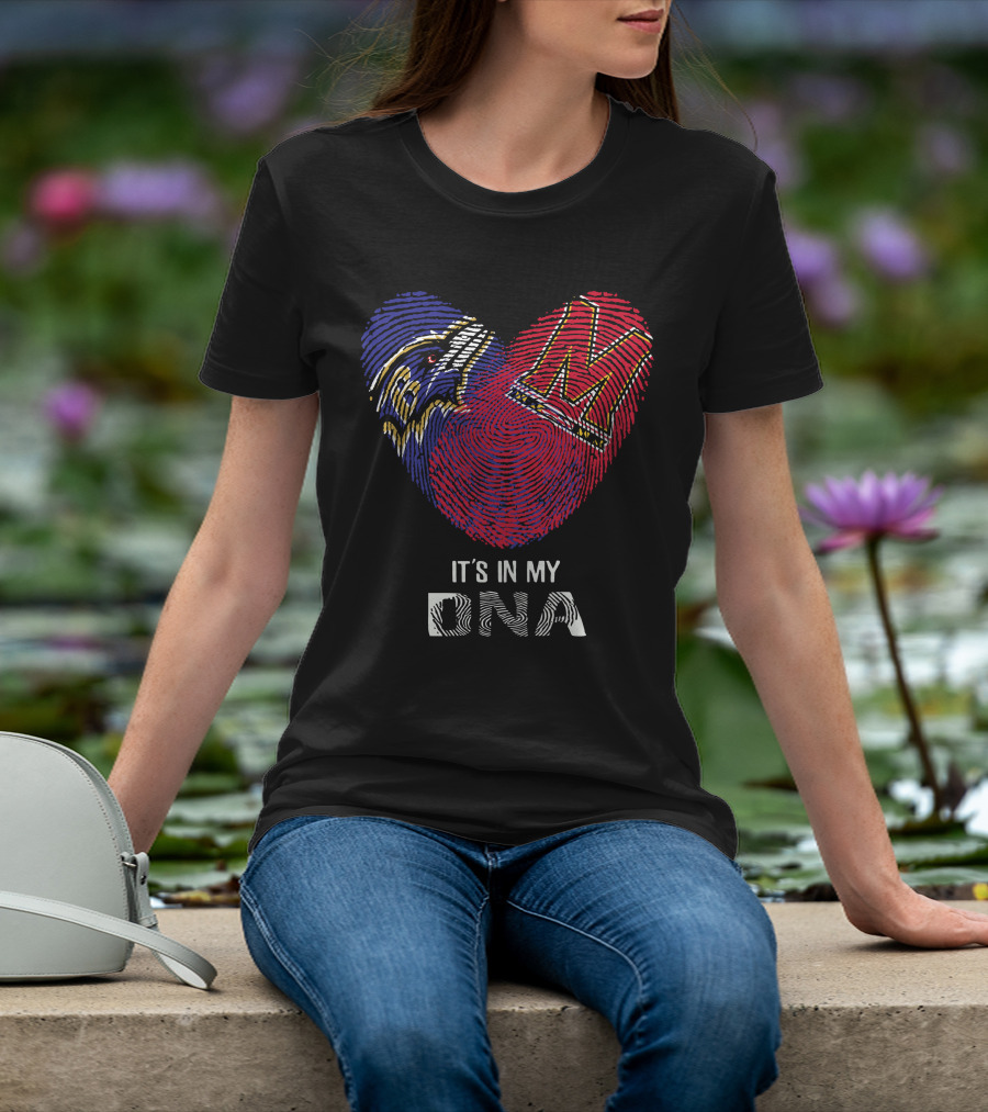 Ravens Maryland Terrapins Heart-Shaped Fingerprint It's In My DNA T-Shirt