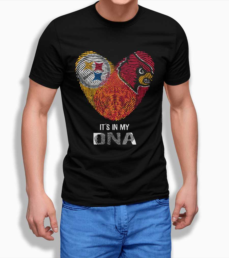 Steelers Cardinals It's In My DNA Fingerprint Heart T-Shirt