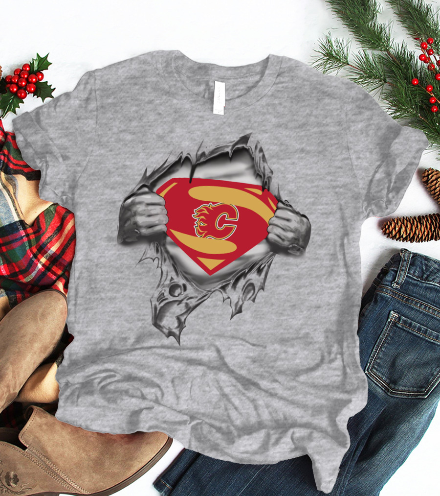Calgary Flames Superman Logo Crossover T-Shirt