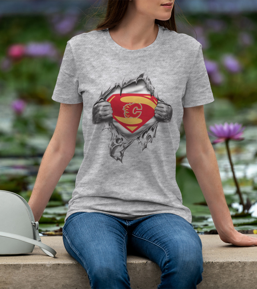 Calgary Flames Superman Logo Crossover T-Shirt
