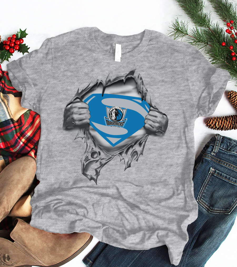 Dallas Mavericks Superman Logo Tear Hero T-Shirt