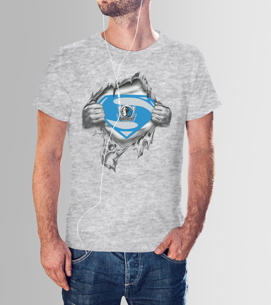 Dallas Mavericks Superman Logo Tear Hero T-Shirt