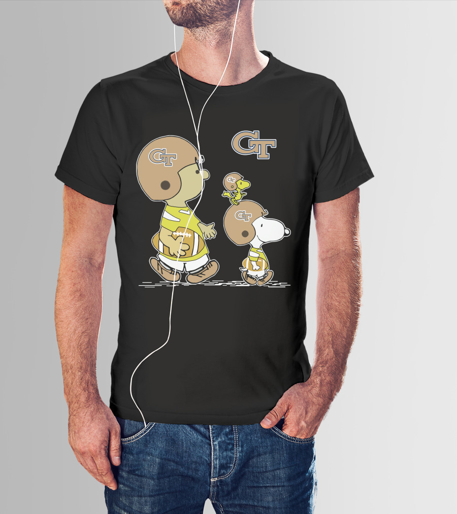 Georgia Tech Yellow Jackets Snoopy And Woodstock Football Duo T-Shirt