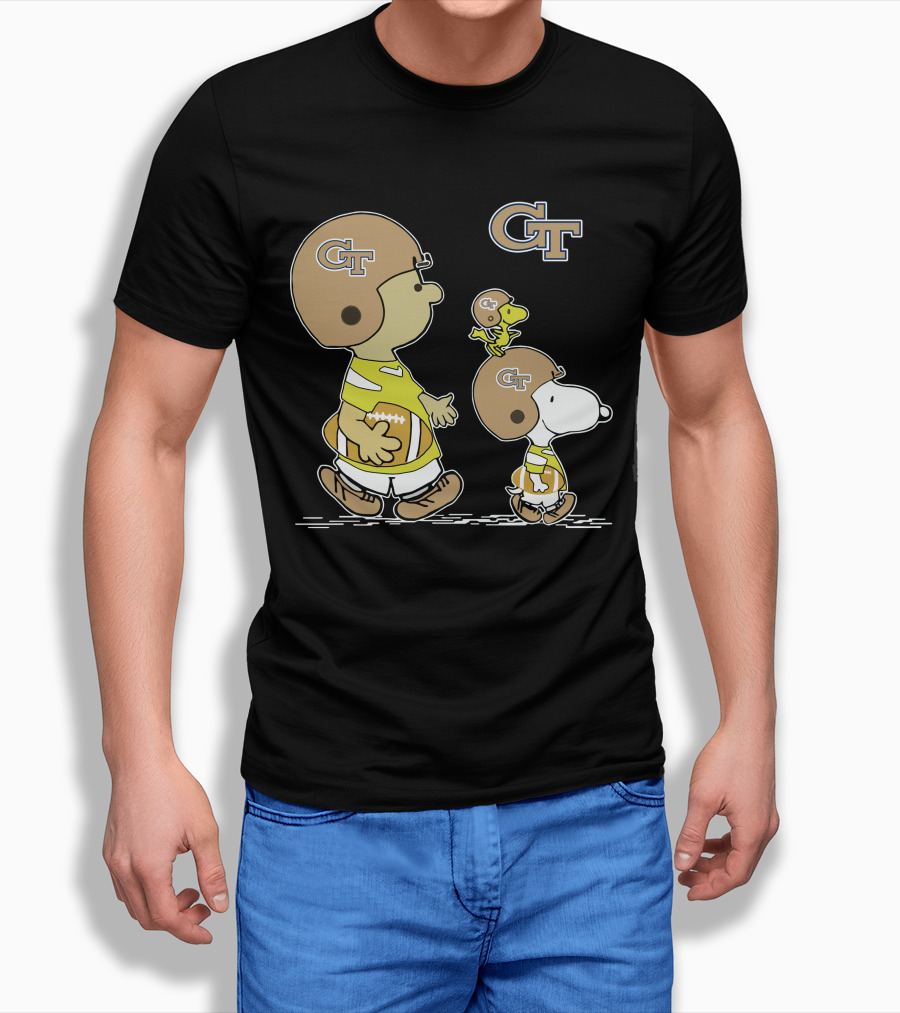 Georgia Tech Yellow Jackets Snoopy And Woodstock Football Duo T-Shirt