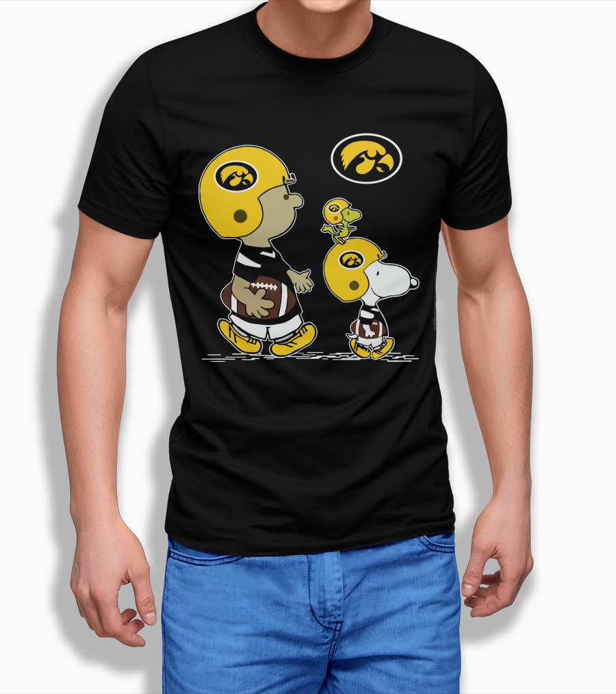 Iowa Hawkeyes Snoopy Football Peanuts Characters With Helmets T-Shirt