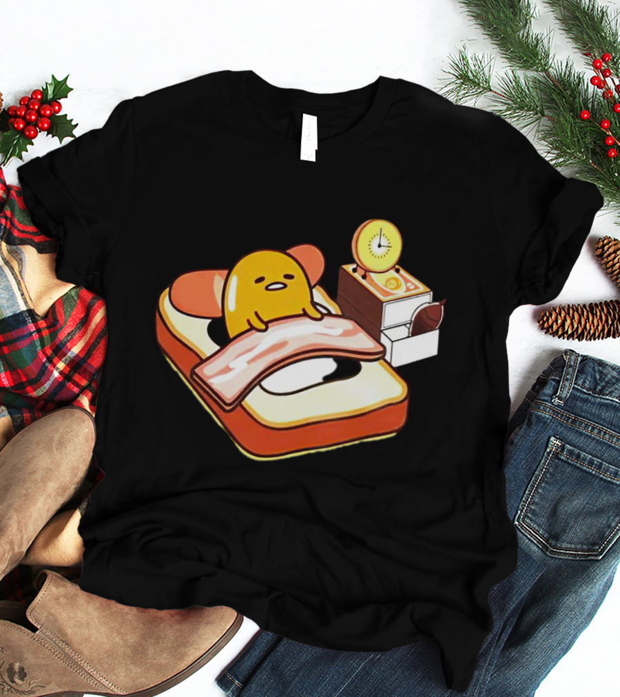 Gudetama Breakfast In Bed With Toast And Bacon T-Shirt