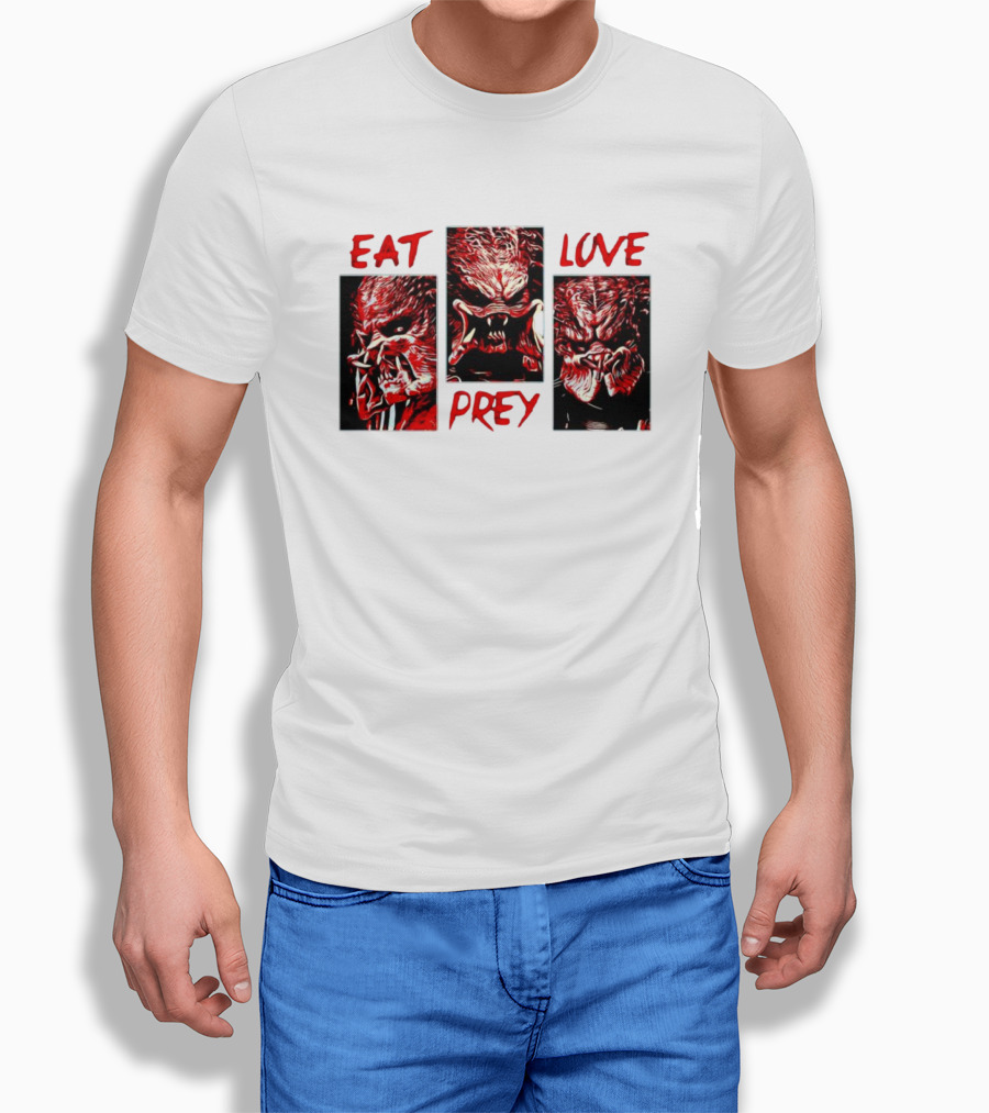 Eat Prey Love Predator Red Creature Faces T-Shirt