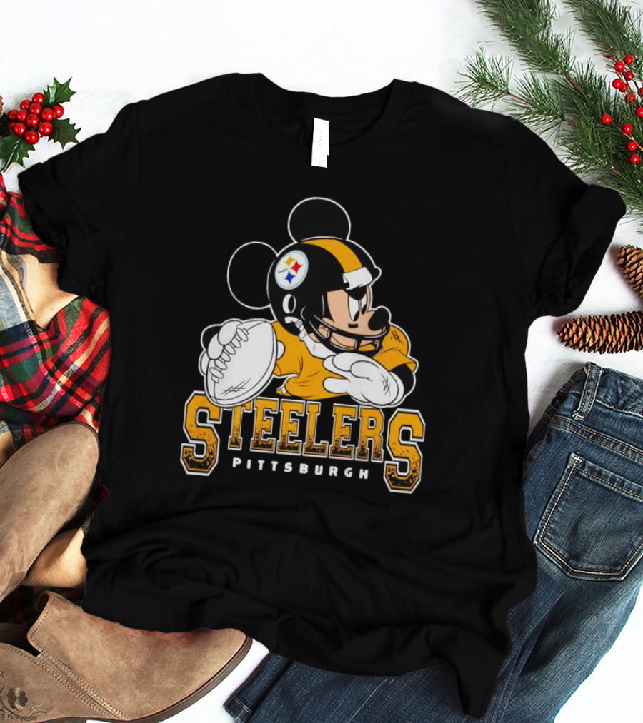 Pittsburgh Steelers Mickey Mouse NFL Football Quarterback T-Shirt