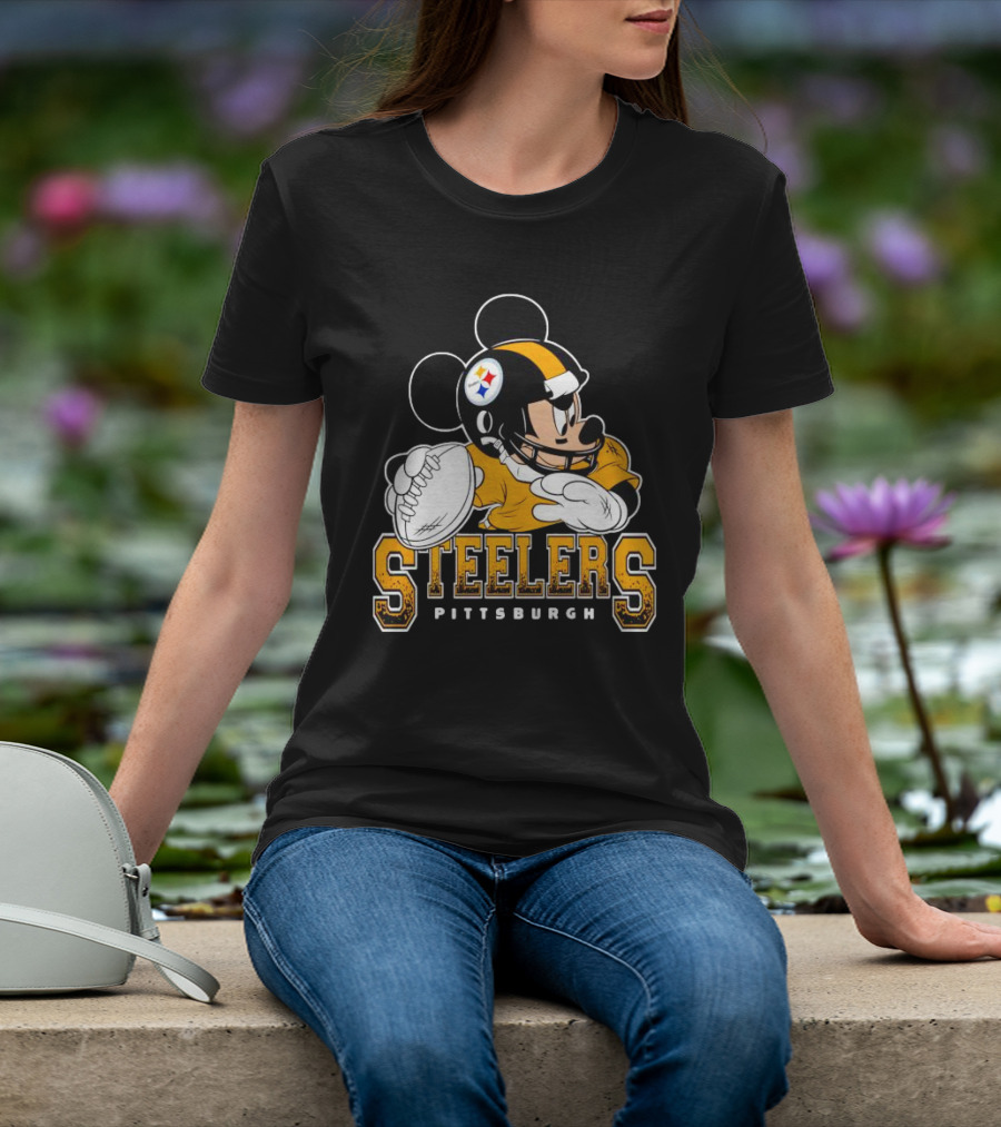 Pittsburgh Steelers Mickey Mouse NFL Football Quarterback T-Shirt