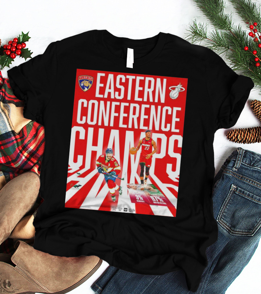 Florida Panthers And Miami Heat Eastern Conference Champs 91 Percent Win Rate T-Shirt