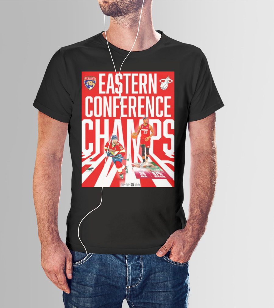 Florida Panthers And Miami Heat Eastern Conference Champs 91 Percent Win Rate T-Shirt