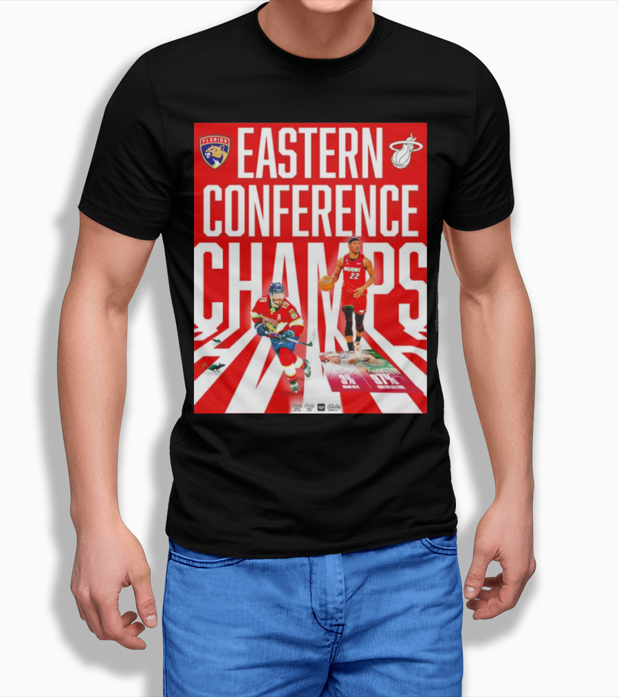 Florida Panthers And Miami Heat Eastern Conference Champs 91 Percent Win Rate T-Shirt