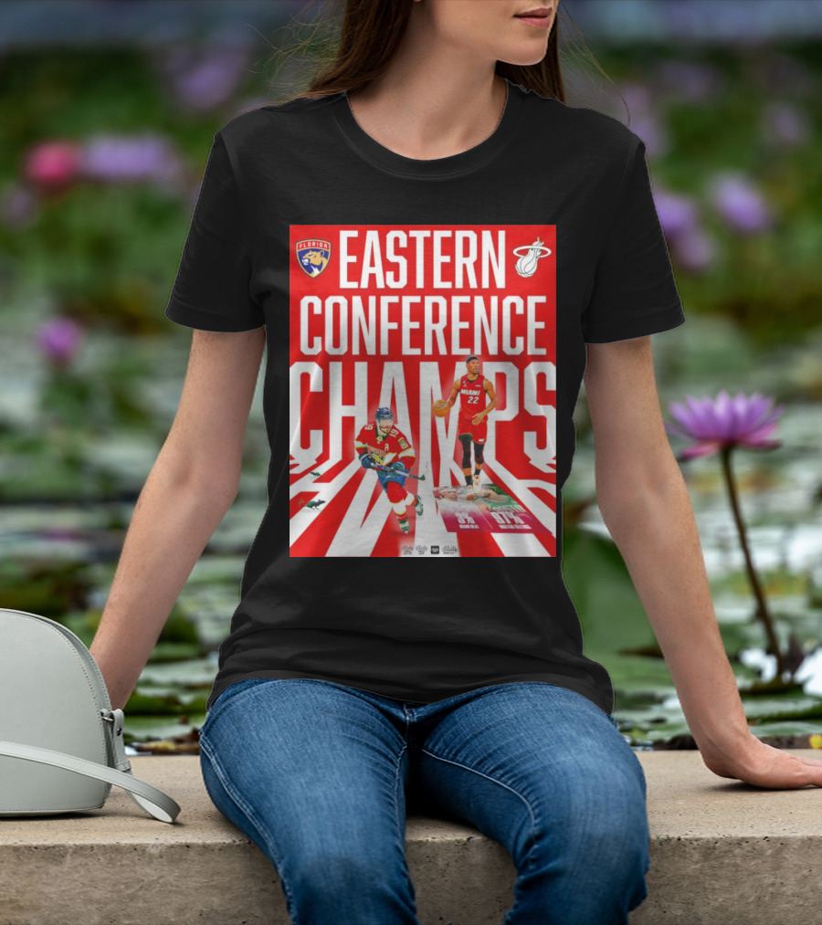 Florida Panthers And Miami Heat Eastern Conference Champs 91 Percent Win Rate T-Shirt