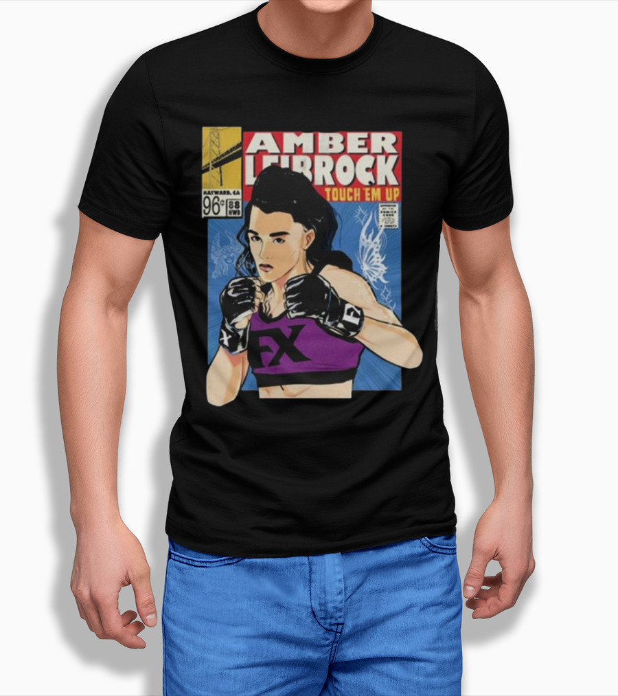 Amber Leibrock Fighter Touch Em Up Comic Style Portrait FX Gloves Hayward CA 96₵ T-Shirt