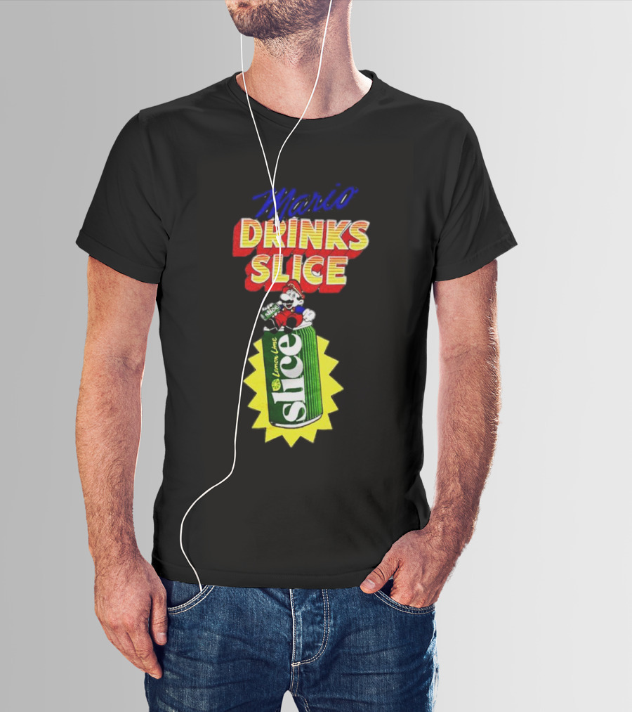 Mario Drinks Slice Lemon Lime Iconic Crossover T-Shirt