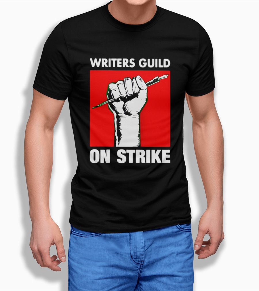 Writers Guild on Strike Raised Fist Pencil T-Shirt