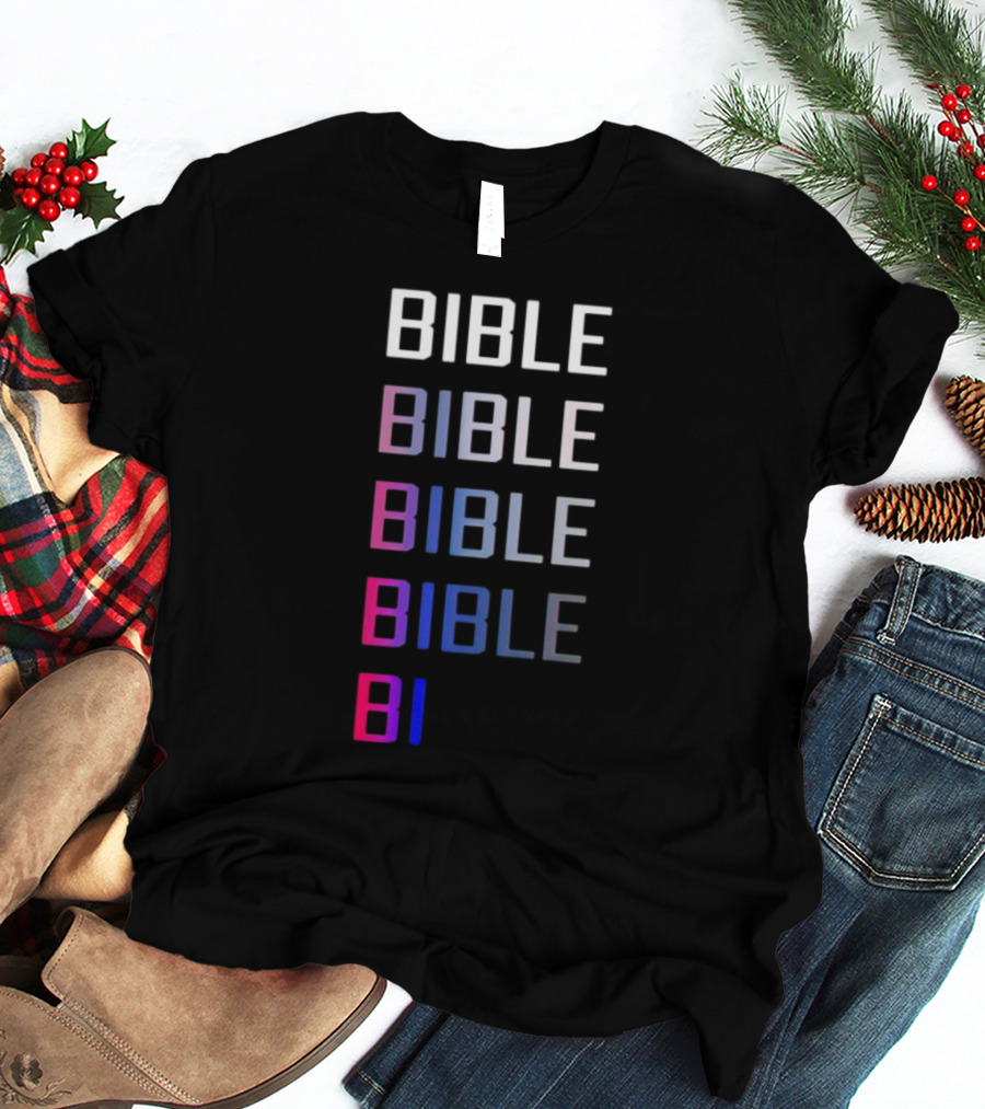 Bible Pride Gradient Multicolor Text Stacked T-Shirt