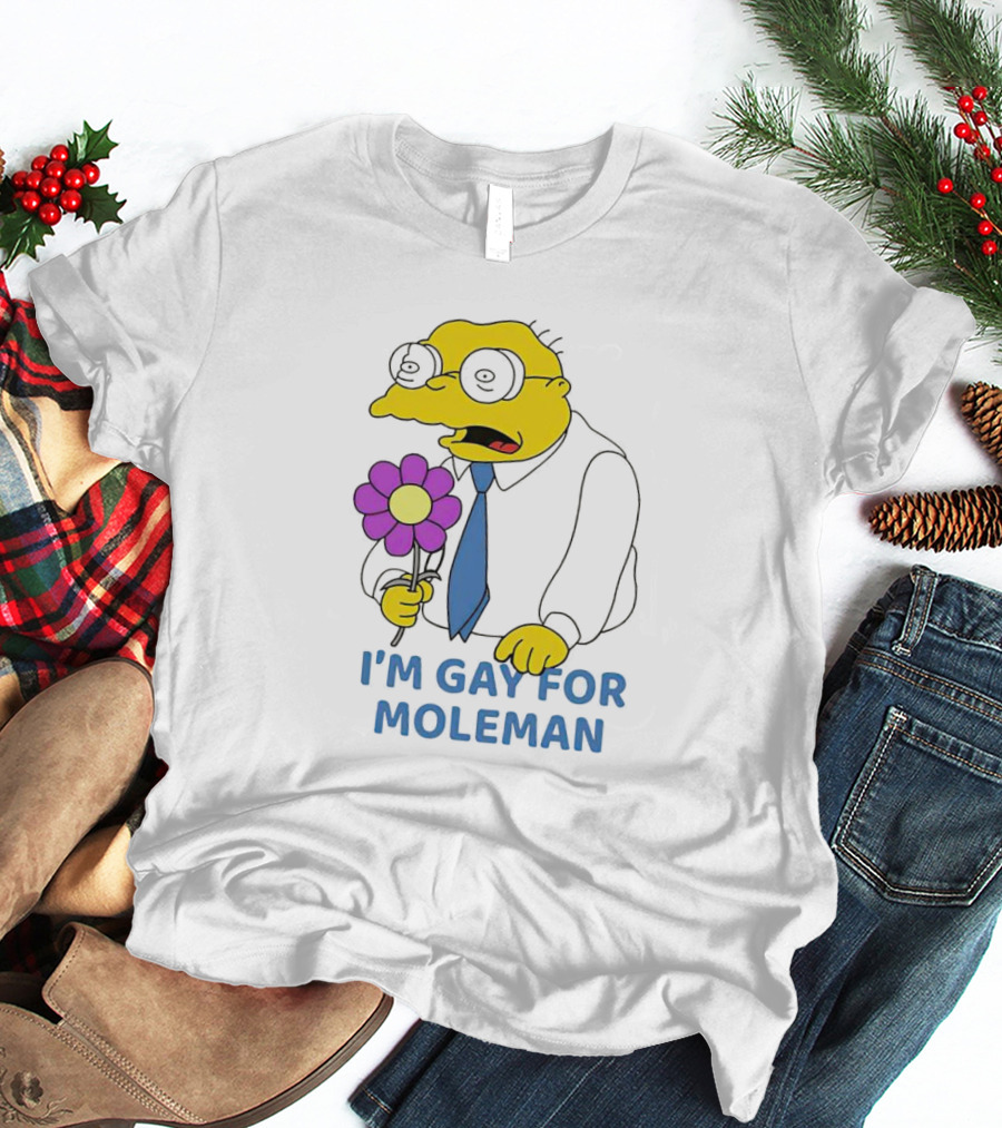I'm Gay For Moleman Holding Purple Flower T-Shirt