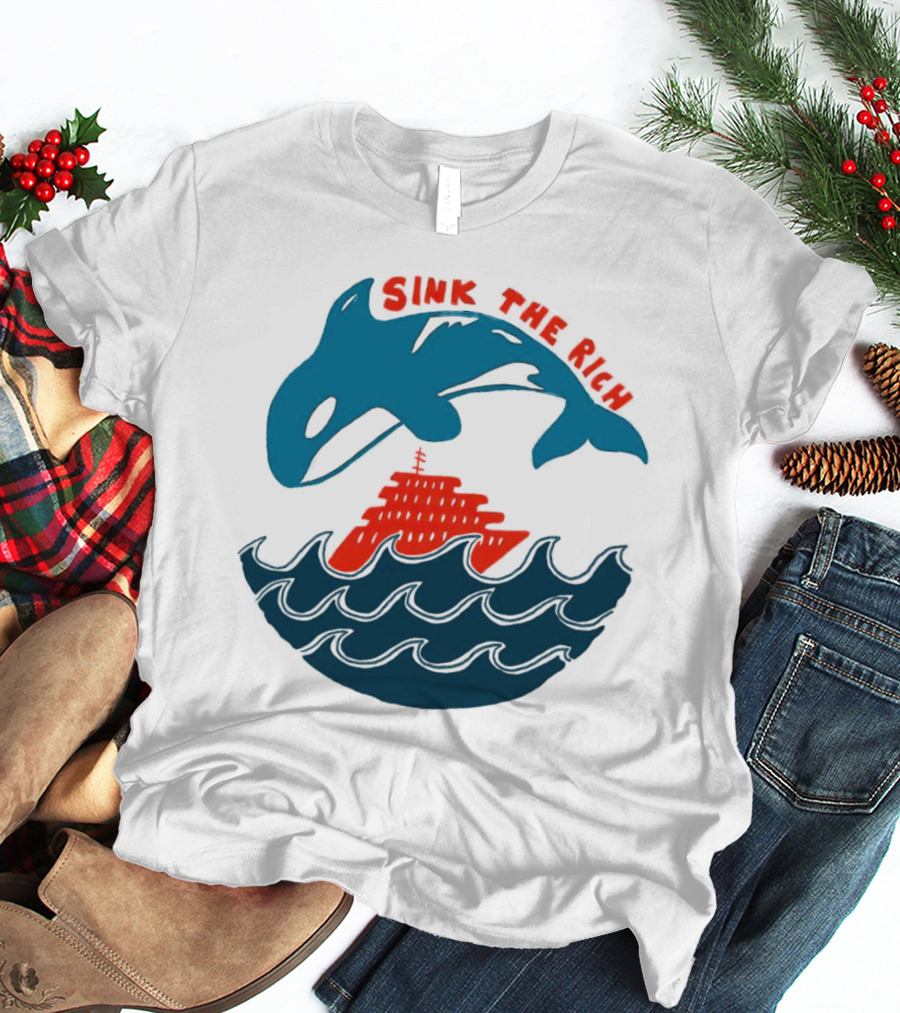 SINK THE RICH Orca And Yacht Sea Scene T-Shirt