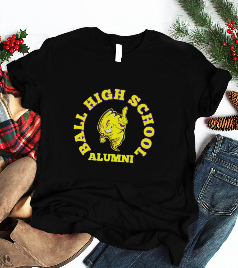 Ball High School Alumni Yellow Tornado Mascot T-Shirt
