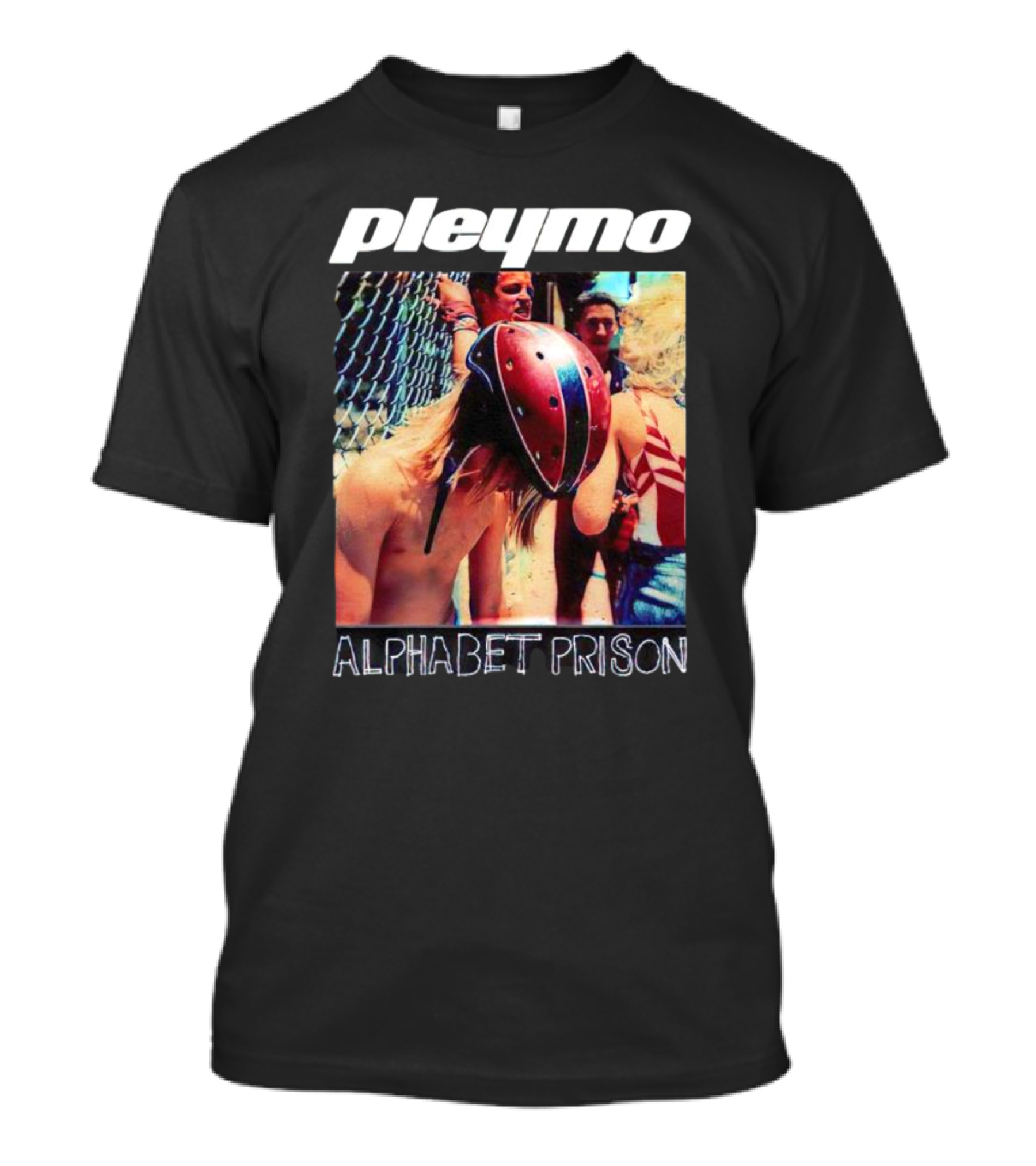 Pleymo Alphabet Prison Helmeted Figure By Fence T-Shirt