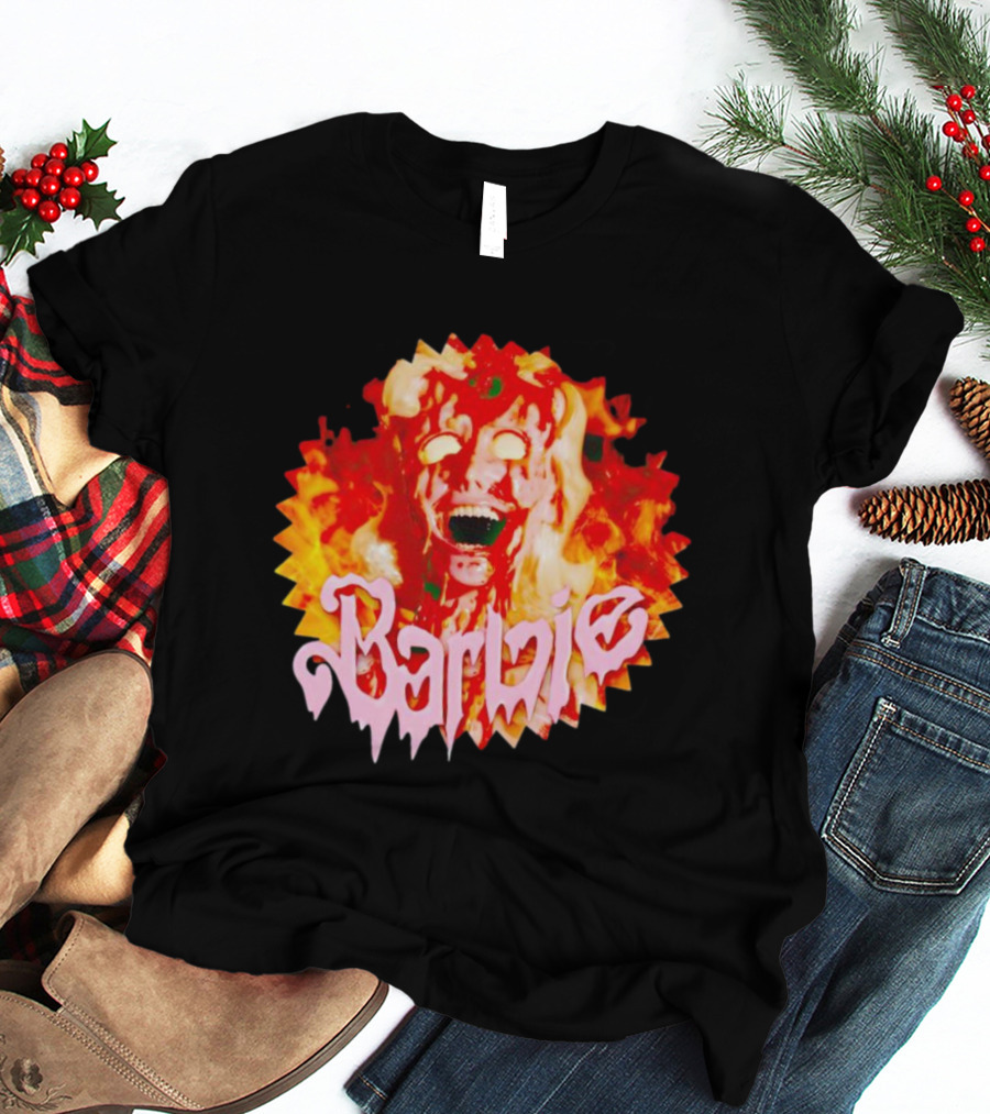 Barbenheimer Barbie Horror Flames T-Shirt