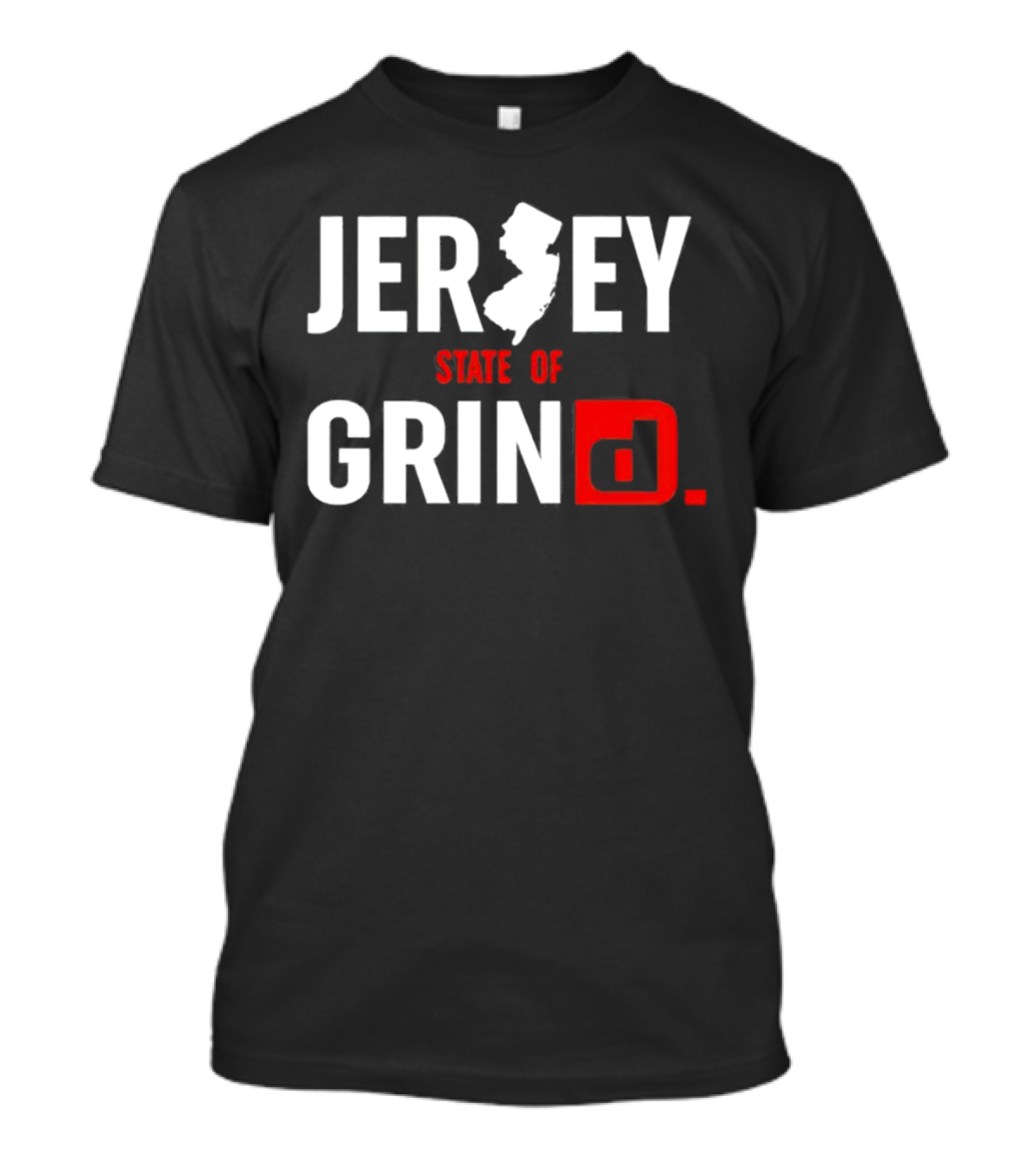 Jersey State Of Grind New Jersey Map Outline Typography T-Shirt