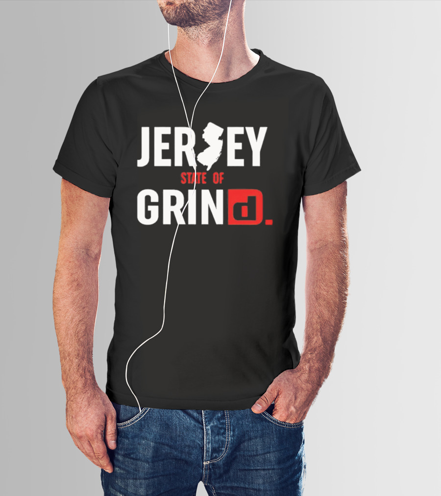 Jersey State Of Grind New Jersey Map Outline Typography T-Shirt