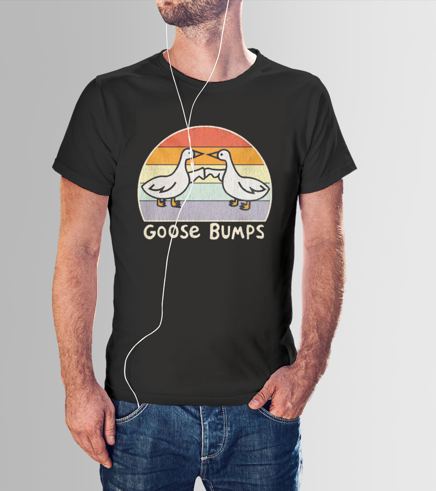 Goose Bumps Retro High Five Geese Pastel Sunset Vintage T-Shirt