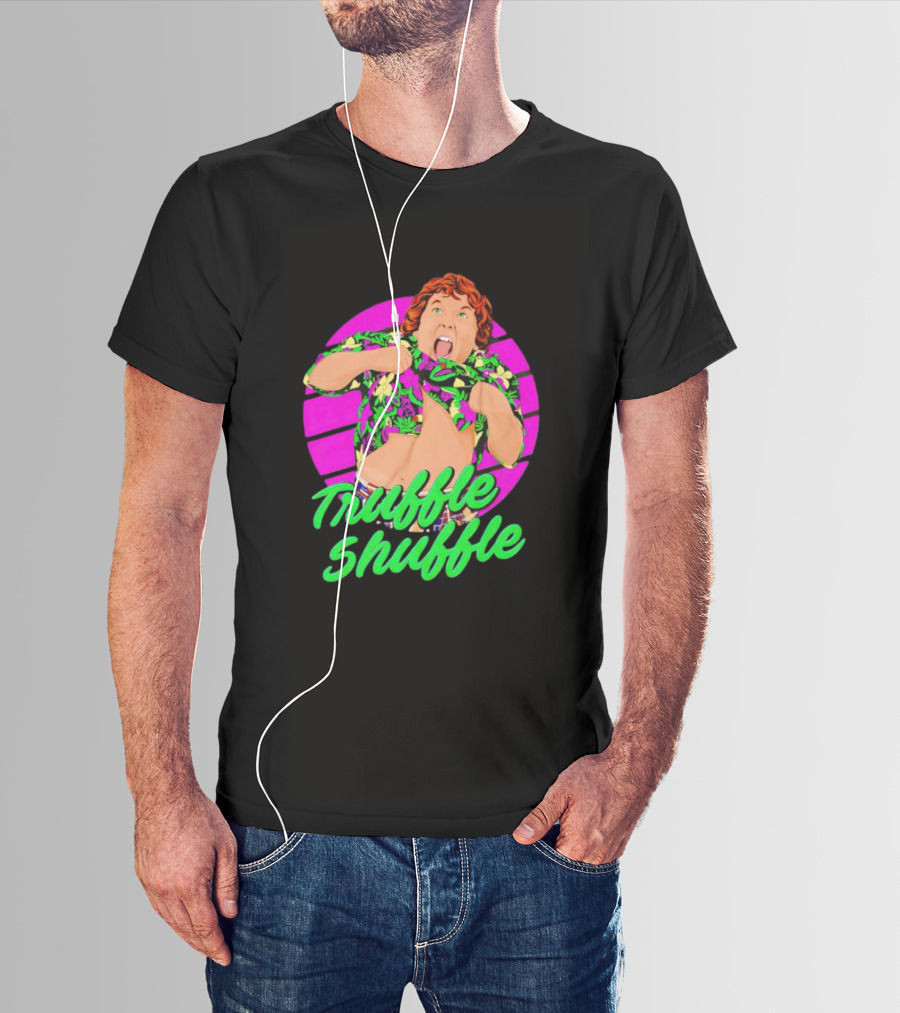 Truffle Shuffle 80s Retro Style With Hawaiian Shirt And Neon Colors T-Shirt