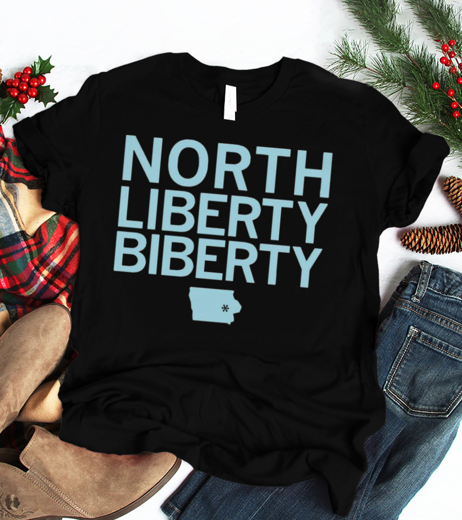 North Liberty Biberty Iowa Map T-Shirt