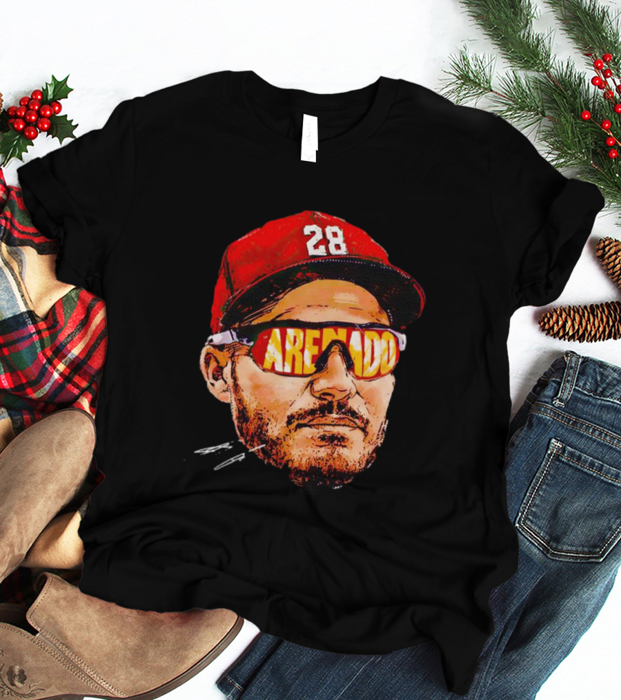 Nolan Arenado St. Louis Cardinals Number 28 Sunglasses Signature T-Shirt
