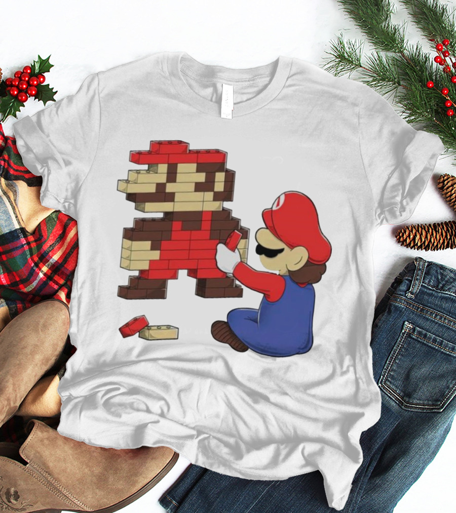 Super Mario Pixel Blocks Retro Builder T-Shirt