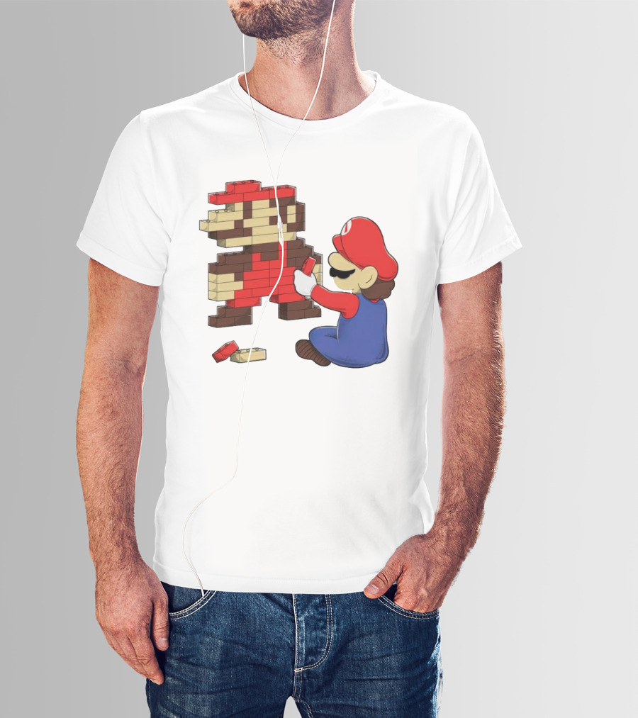 Super Mario Pixel Blocks Retro Builder T-Shirt