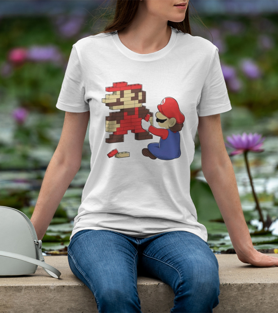 Super Mario Pixel Blocks Retro Builder T-Shirt