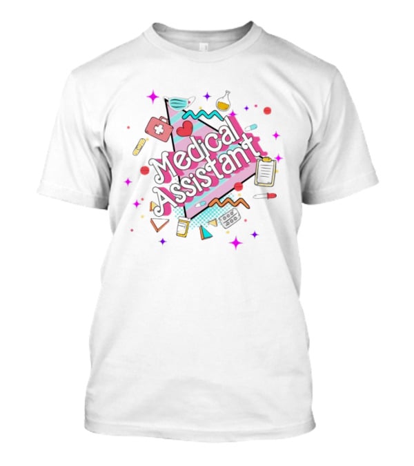 Medical Assistant Heart Stethoscope Clipboard Pink Sparkle T-Shirt