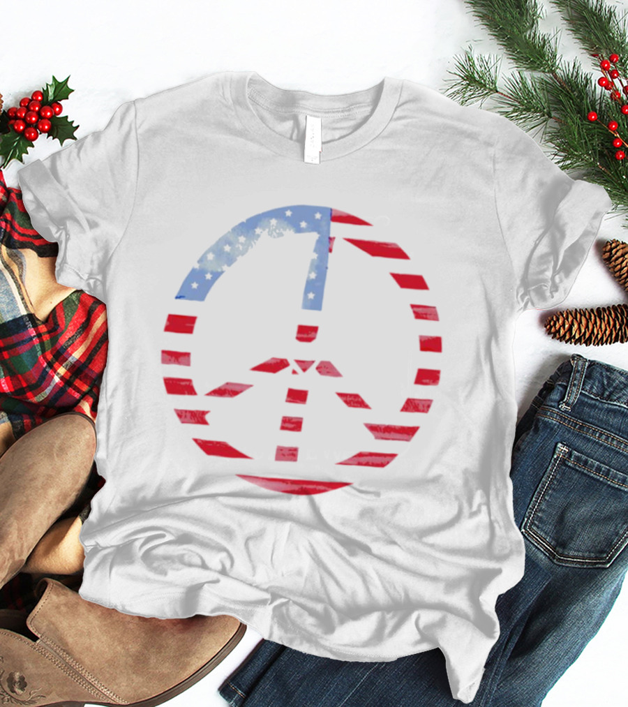 USA Flag Peace Symbol T-Shirt