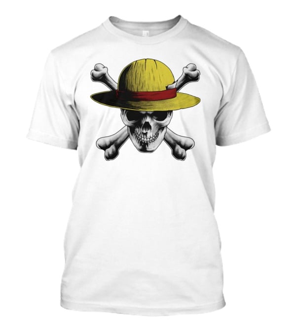 Straw Hat Jolly Roger Pirate Skull And Crossbones T-Shirt