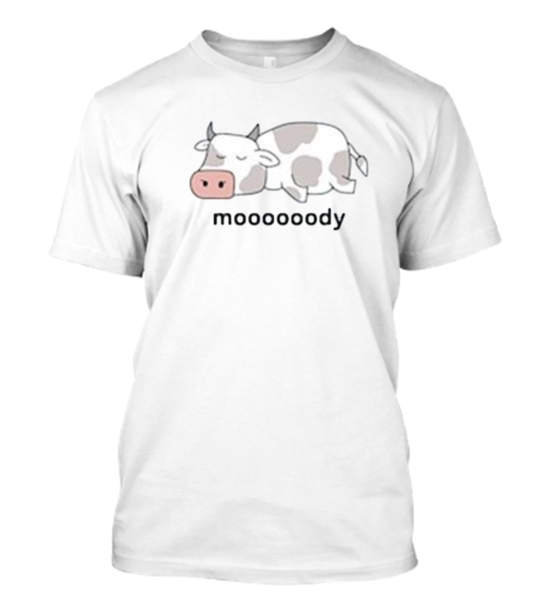 Moooooody Cow Sleeping Cute Cartoon T-Shirt