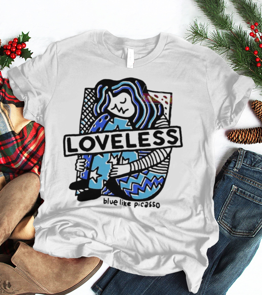 Loveless Blue Like Picasso Stars And Zigzags T-Shirt