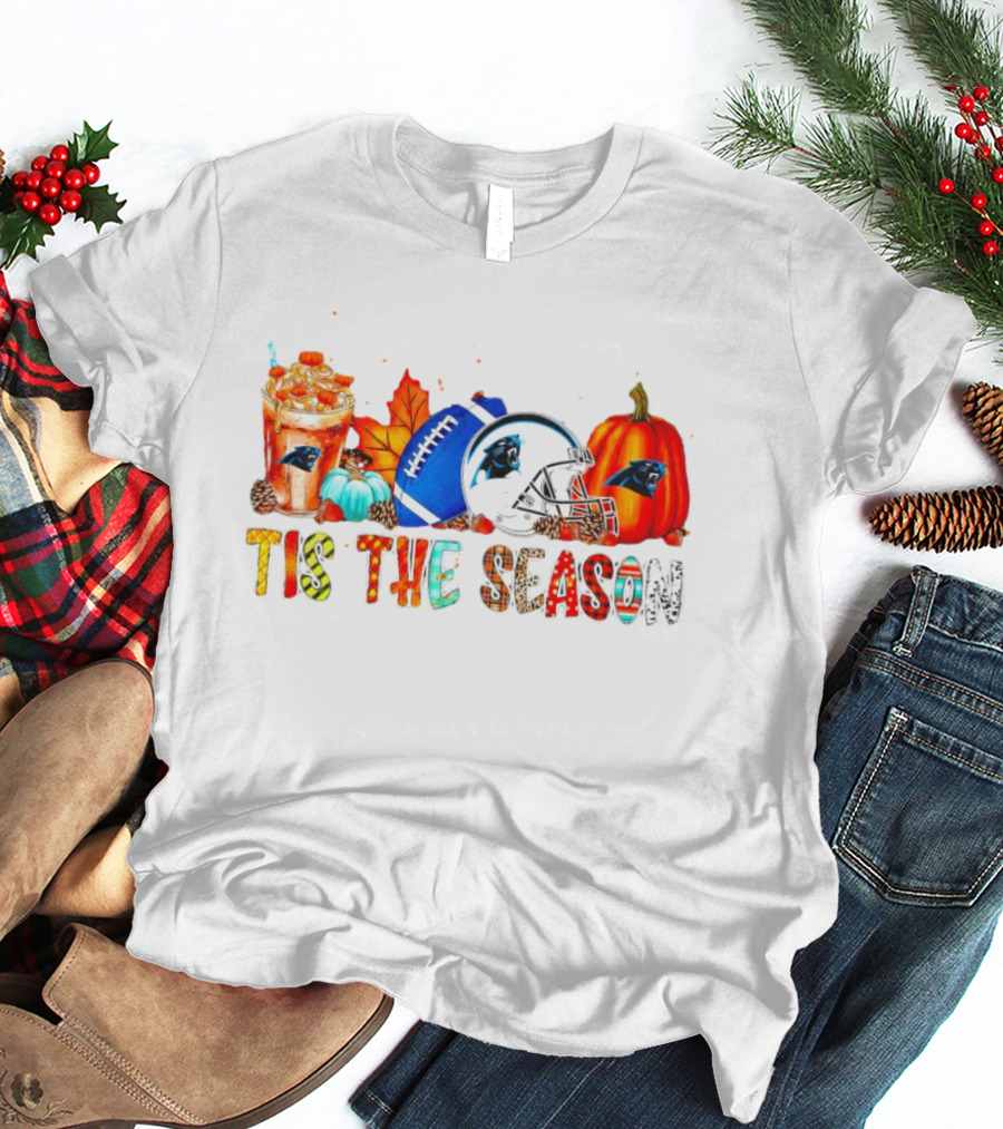Carolina Panthers Tis The Season Halloween Football Pumpkins Fall Decor T-Shirt