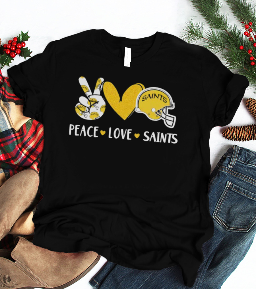 Peace Love New Orleans Saints Football Helmet T-Shirt